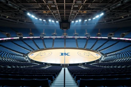 Vue panoramique de l'intérieur de l'Accor Arena Paris depuis les gradins supérieurs montrant la salle complète et la fosse en 2026