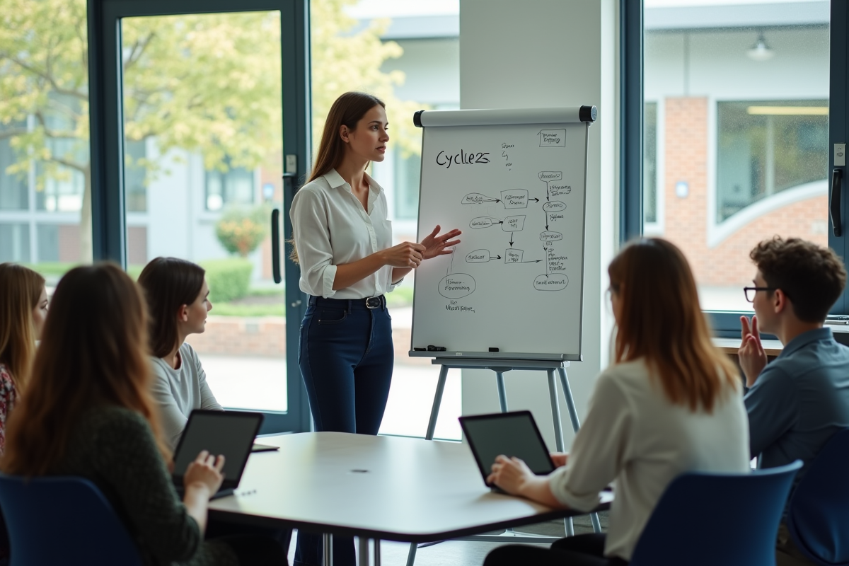 Professeure expliquant un cycle d