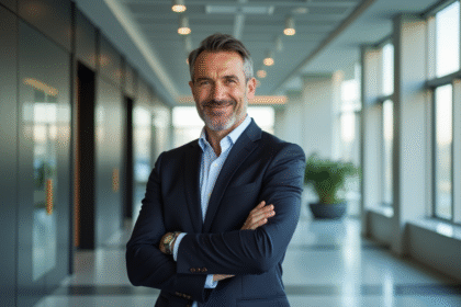 Homme professionnel confiant dans un bureau moderne