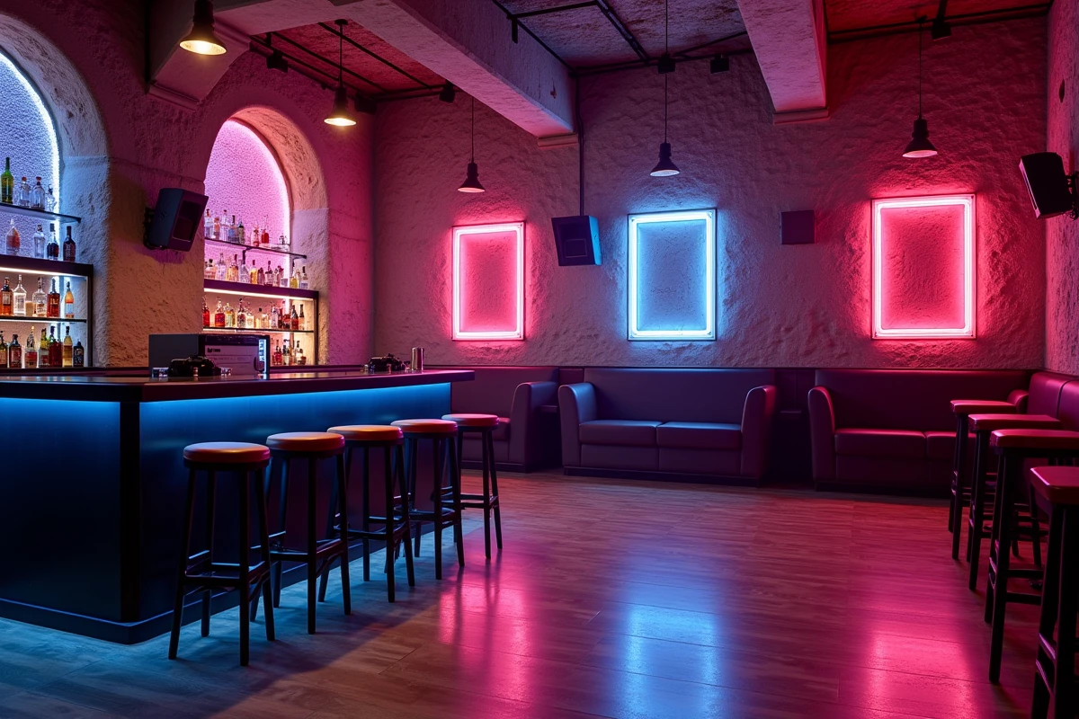 Intérieur d'un bar danse de Strasbourg idéal pour organiser un EVG ou EVJF avec piste de danse et décor alsacien