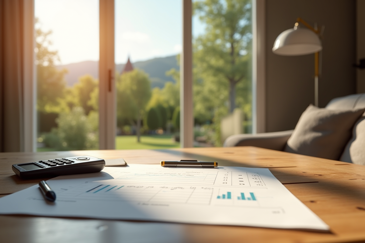 Papier et calculatrice sur une table dans un salon lumineux