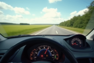 Voiture compacte économique sur une route panoramique