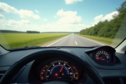 Voiture compacte économique sur une route panoramique